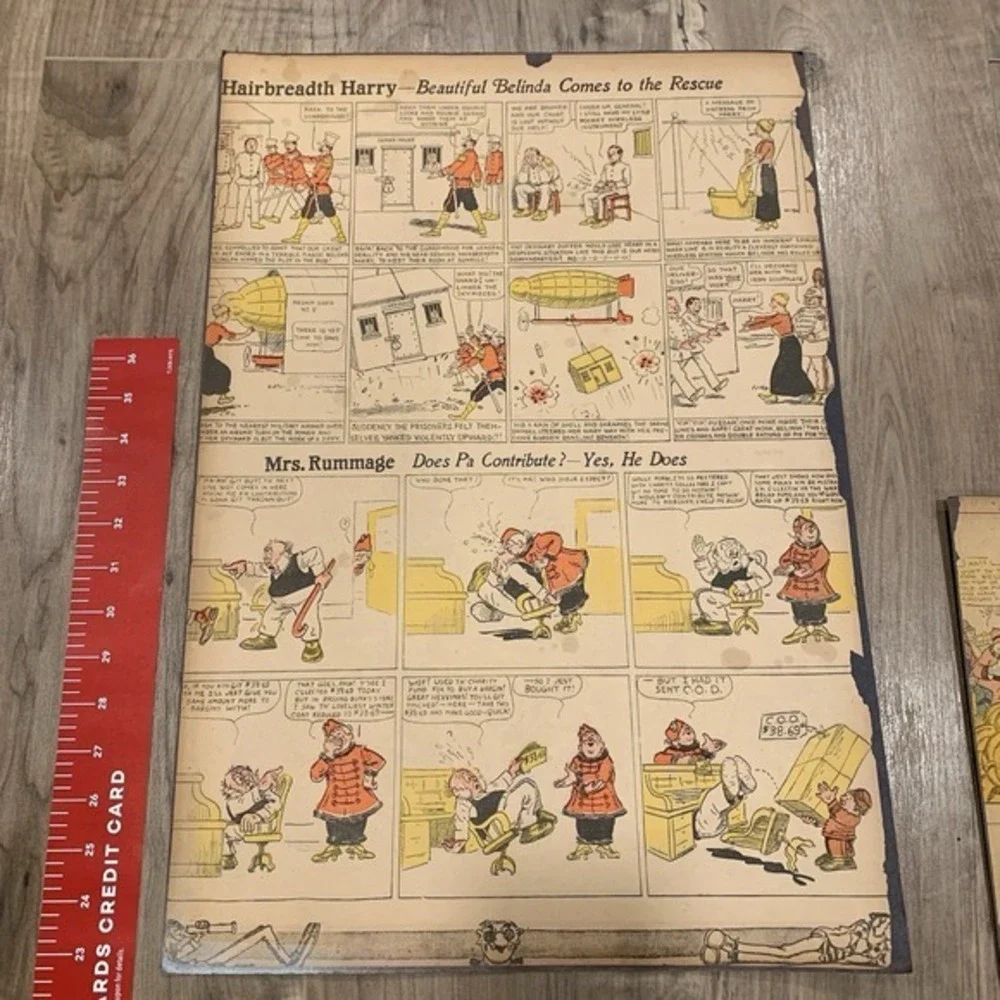 1915 Daily Republican Comic Pages Lot Hairbreadth Harry, Slim Jim, VTG Newspaper